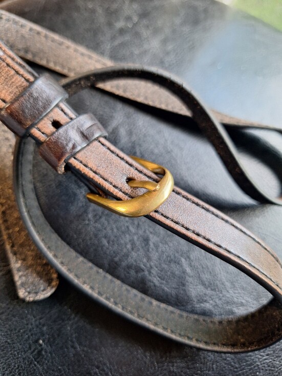 Frame Vintage 100% Leather Slim Belt Brown Preppy Bohemian Used One size Brass main image 7